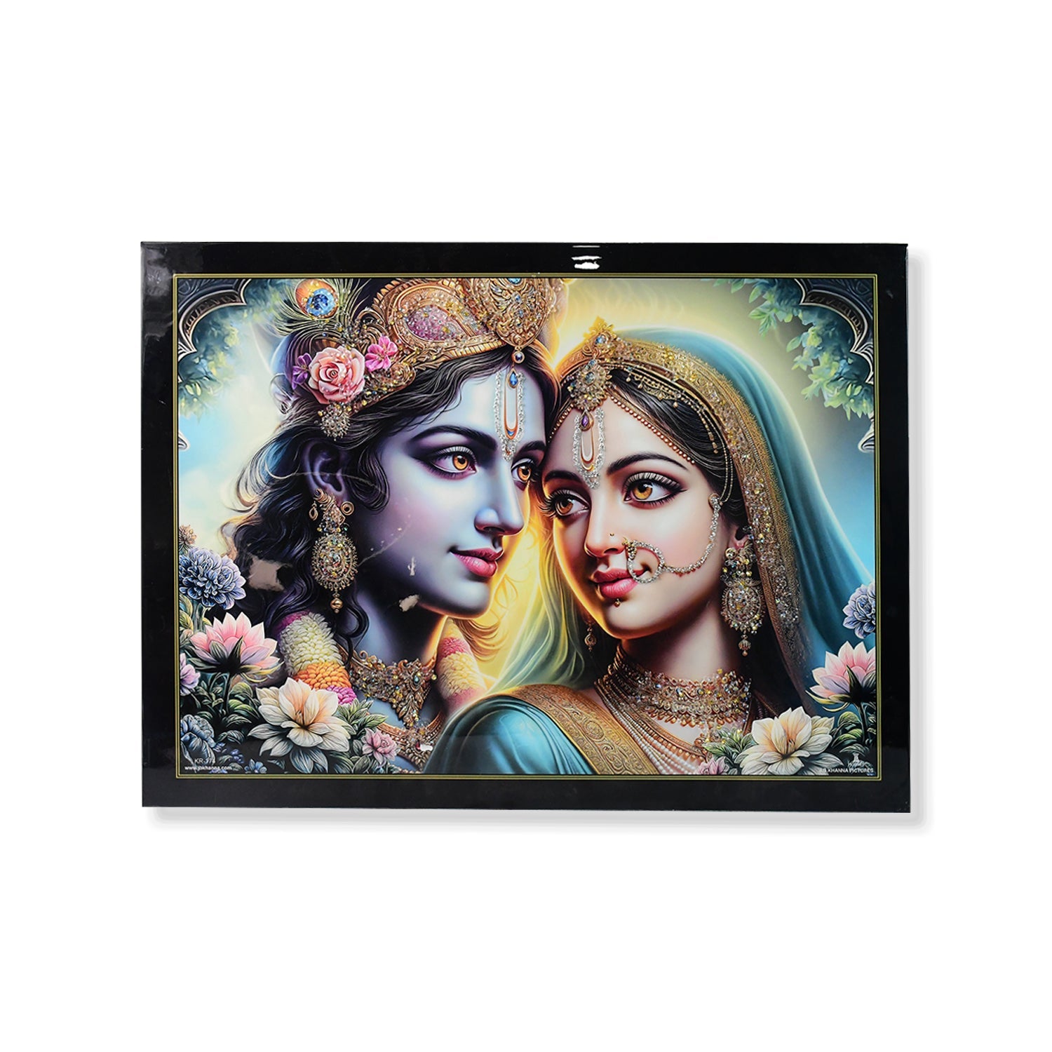 Lord Krishna and Radha Wall Painting with Wooden Frame 60x45 Cm Approx (1 Pc / Mix Design) Lord Krishna and Radha Wall Painting with Wooden Frame 60x45 Cm Approx (1 Pc / Mix Design)